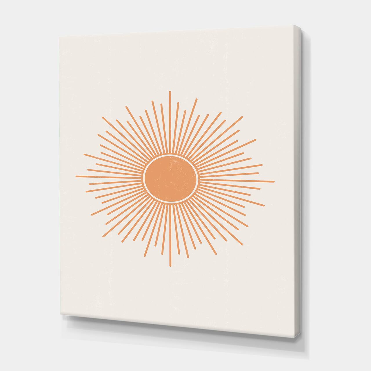 Designart - Minimalist Bright Shining Orange Sun Rays III - Modern Canvas Wall Art Print